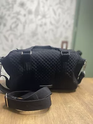 Vera Bradley Black Microfiber Iconic 100 Handbag Shoulder Bag Retired  • $67.50