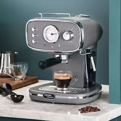 Coffee Machine Espresso Maker Caffé Barista Pro 15-Bar Pump Frothing Wand Grey • £89.99