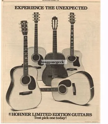 1976 Hohner Acoustic Guitars Vintage Print Ad • $8.95