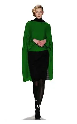 Zang Toi 2014 Knit Wool Blend Jade Green Cardigan Black Silk Paris Of The Orient • $879.99