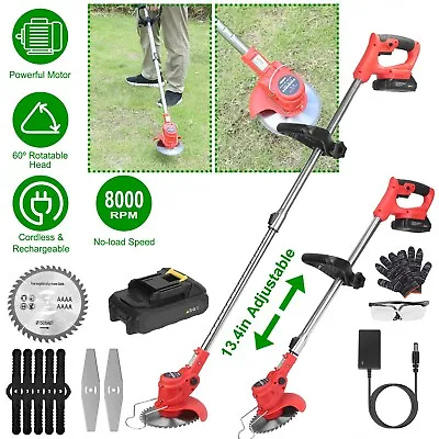 Cordless Grass String Trimmer 650W Electric Lawn Edger Weed Cutter W/ 2 Battery • $15.35