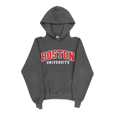 Boston University Champion College Hoodie - XS Grey Cotton Blend • £11.69