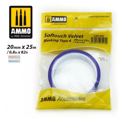 AMM8243 AMMO By Mig - Softouch Velvet Masking Tape #4 (20mm/0.8in X 25m/82ft) • $12.69