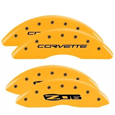 MGP Caliper Covers Set Of 4 Yellow Finish Black Corvette / Z06 (C6) • $289