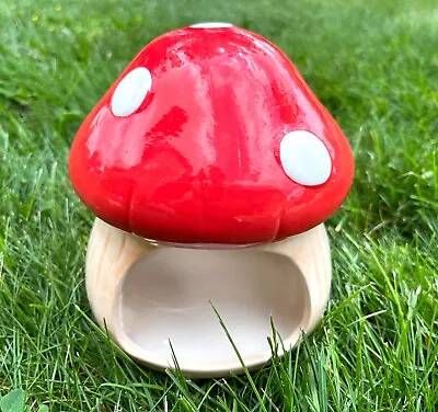 RED Ceramic Mushroom Hide Frog Toad House Terrarium Decoration • $19.95