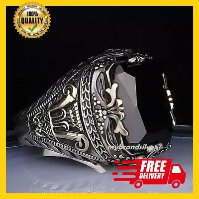 Solid 925 Sterling Silver Handmade Jewelry Black Men's Ring All Size • $9.99