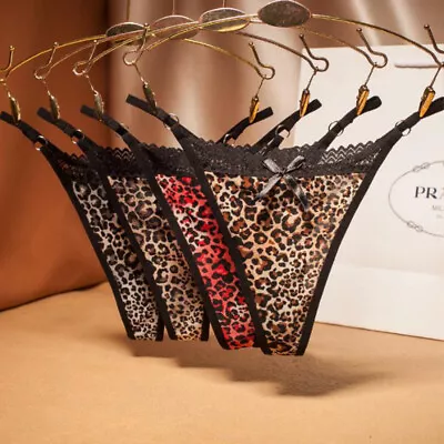 £4.43 • Buy Mesh Sheer Underwear Women Leopard Lace Panties Lingerie Thongs Panties BriA#;~