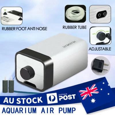 $22.59 • Buy Oxygen Pump Aqua Fish Tank Aquarium Pond Air Bubble Disk Stone Aerator 2 Outlets