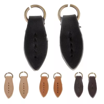 2Pcs Leaf Design Vintage Leather Zipper Pull Zipper Tag Pulls For Bags DIY • $14.10