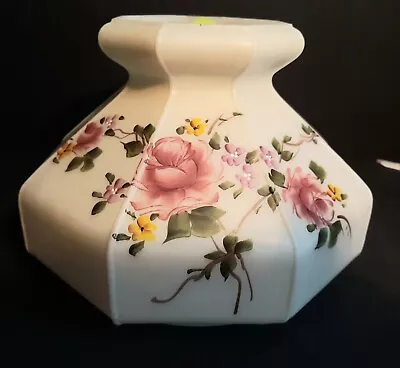 Vintage 8 Sided Milk Glass Aladdin Kerosene Oil Lamp Shade With Roses Pattern B6 • $18