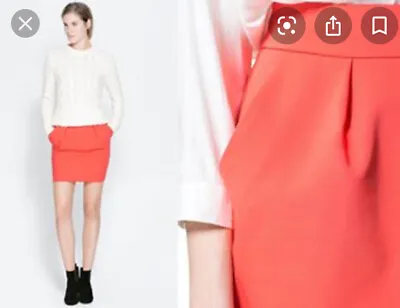 $29 • Buy Zara Nwt Coral Orange Size M Medium Tulip Skirt