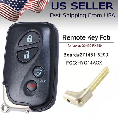 $51.25 • Buy For Lexus GX460 RX350 2010-2020 Smart Remote Car Key Fob 271451-5290 HYQ14ACX 