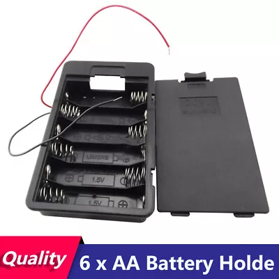 6 X AA Battery Holder Case Box Enclosed Closed 9V With Connection Wire Cable • £2.26