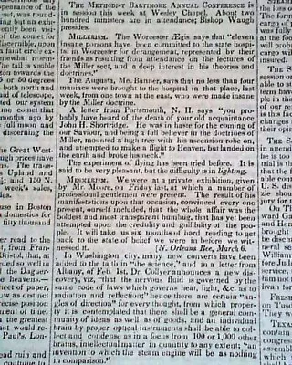 William Millerism Millerites Second Advent Of Jesus Christ 1842 Old Newspaper • $71