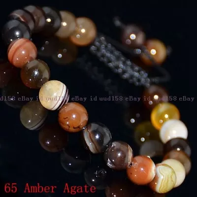 Men Women 8mm Natural Gemstones Braided Macrame Beads Bracelet Adjust Handmade • $2.75