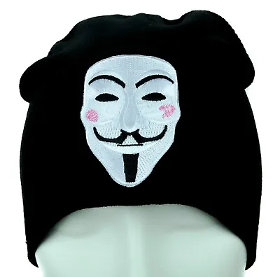 $15.30 • Buy V For Vendetta Mask Black Beanie Knit Cap Hat Movie Anonymous Hacker Villain