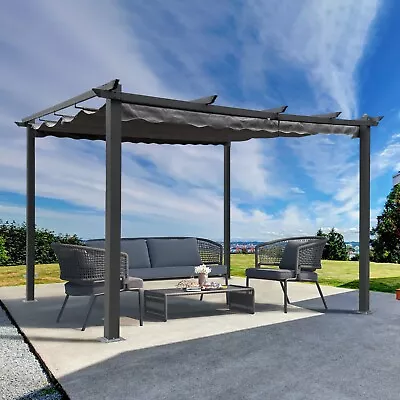 13'x10' Outdoor Pergola Aluminum Patio Gazebo Shade Shelter Retractable Canopy • $1313.99