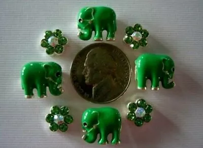 2 Hole Slider Beads Elephant & Daisy Green Crystal #8 • $5.95