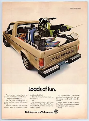 Volkswagen Pickup Truck Loads Of Fun 1982 Print Ad 8 W X 10 T • $12.99