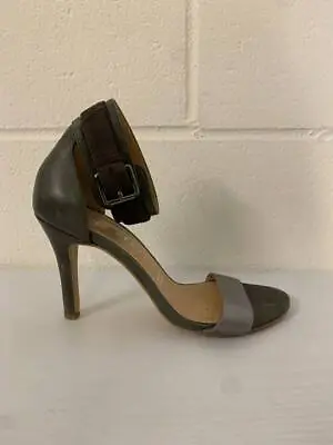 Mint Velvet Shoes Size 3 Grey Leather Lined Open Toe High Heel Sandals EU 36 • £26.99