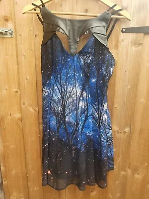 Asos Petite 8 Dress Trees Silhouettes Forest Night Blue Galaxy Sky Alternative • £14.99