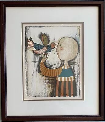 Rodo Boulanger: Original Lithograph  Bird In Hand  Plate Signed With COA • $250