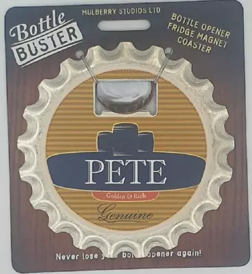 Bottle Buster 3 In 1 Bottle Opener Pete Coaster Fridge Magnet: Bar Pool Room • $13.95