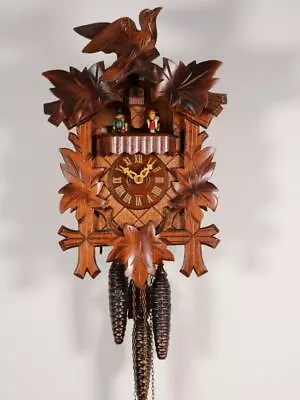 MUSICAL CUCKOO CLOCK With DANCING PEOPLE CAROUSEL Plays Two Tunes WORKING ORDER • £77.50