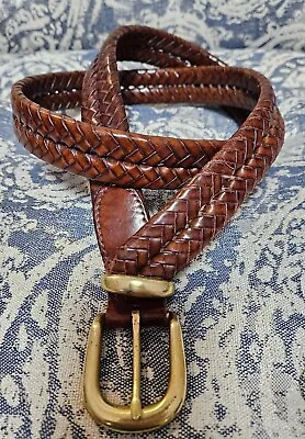 Coach Model ##5922##Brown Leather Braided Belt Size : 34. Solid Brass Buckle • $31.99