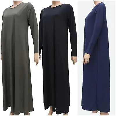 £18.99 • Buy Womens Plain Abaya Black With Pockets New Burkha  Jilbab Long Jersey Maxi Dress