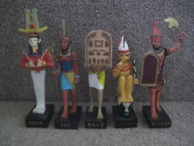 5 Ancient Egyptian God Figures/Models Shu Sokar Shay Reshap & Harpokrates • £12.99