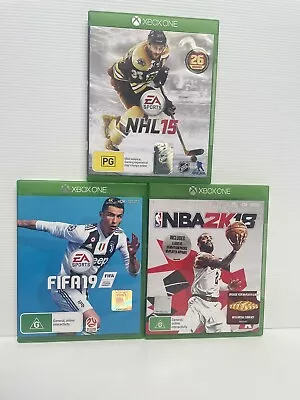 3 X Xbox One Games Bundle - NHL15 - NBA 2K18 - FIFA 19 VGC Mint Discs • $9.50
