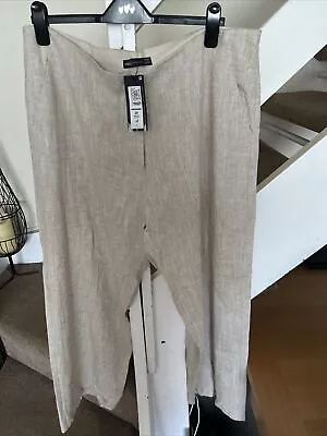 M&S Linen Blend Beige Trousers 20 Short • £10