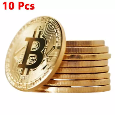 10x Physical Bitcoin Commemorative Coin Plated Gold Color Collection Collectible • $16.21