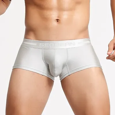 SEOBEAN Men's Low-Rise Sexy Ultra-Thin Trunk Men Underwear Seamless Boxer Shorts • $4.99
