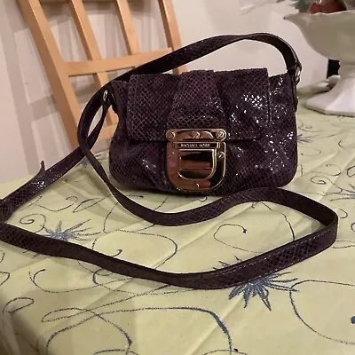 MICHAEL Michael Kors Charlton Crossbody Bag Purple Leather Snake Texture Gold • $49