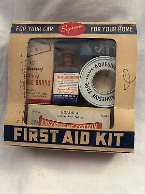 Vintage Complete Supreme First Aid Kit For Home Or Car Bandage Medical Supply • £18.29