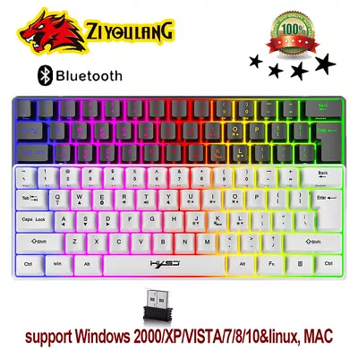 61 Keys Wireless Gaming Keyboard Bluetooth 5.0+2.4G Dual-Mode Rainbow Backlit • $36.99