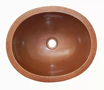 Mexican Copper Bathroom Sink Hand Hammered Oval Drop In  01 Brown Patina • $110.99