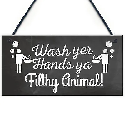 £3.99 • Buy Bathroom Toilet Sign Decor Funny Wash Your Hands Humouros Wall Plaque Home Gift