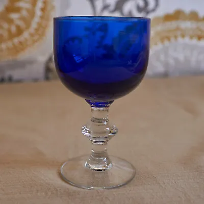 Morgantown Radiant Blue 5  Juice Goblet Cobalt Wine Glass Clear Stem • $10