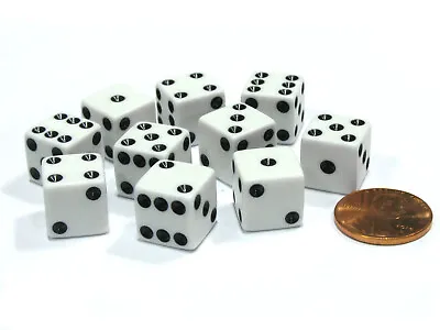 Set Of 10 Six Sided D6 12mm Dice Die Squared RPG D&D Bunco Board Game White • $7.29