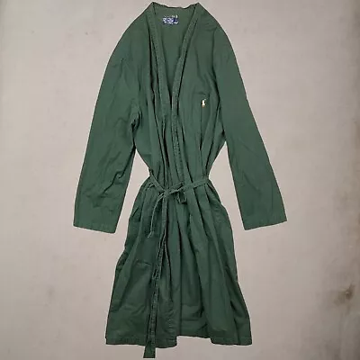 Vintage Polo Ralph Lauren Robe Mens L/XL Green Cotton Lounge Pockets Pony Belted • $35