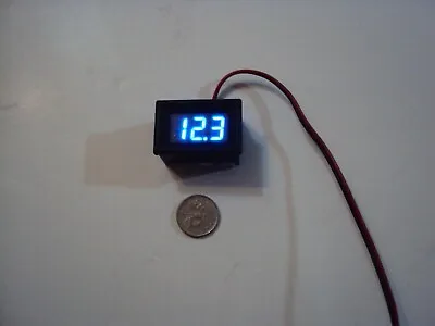 Compact 12v Blue Digit LED Smart Voltmeter Battery Charge Indicator Gauge • £8.95