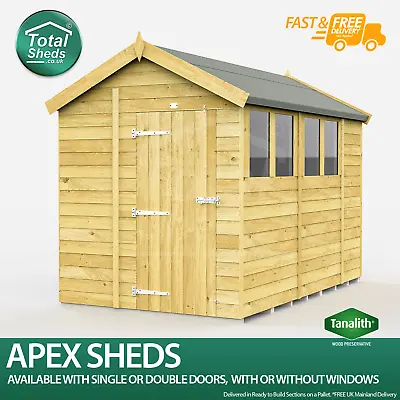 Total Sheds Apex Shed With Windows Pressure Treated Tanalised Shed Fast & Free • £1148.18