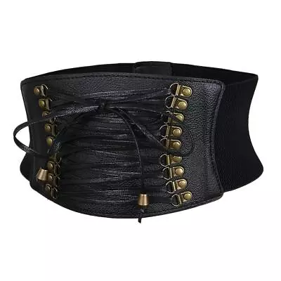 Vintage Wide Leather Waist Belt Cincher Steampunk Lace Up Corset Accessories • £9.66