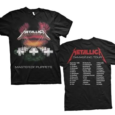 Metallica T Shirt Master Of Puppets European Tour 86 Official Black Metal MOP • £16.98