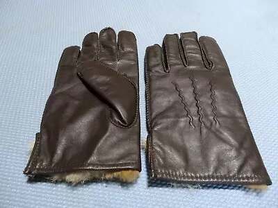 VTG Brown Leather Gloves Rabbit Fur Lined -Large-  Appear To Be Unworn • $24.50