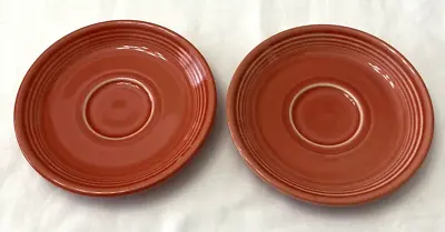 Vintage Fiesta Ware Homer Laughlin Saucer Set Of 2 Persimmon Coral Lead Free EUC • $9.95