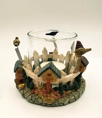 Birdhouse Tealight Candle Holder Birds Votive Resin Moveable Spring Fall Decor  • $10.89